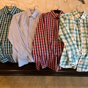 Men's Checkered and Solid Shirts Set
